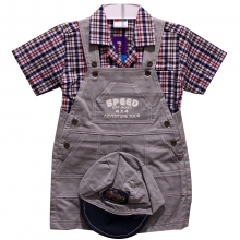 Magnifique ensemble salopette et chemise avec casquette pour bébé garçon