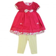 Ensemble deux pièces à rayures et motif fleuri pour bébé fille