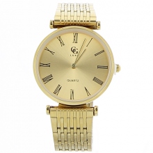 Montre fashion en métal doré pour homme