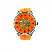 Montre automatique pour homme avec cadran transparent et index contrasté