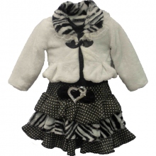 Ensemble robe et veste fausse fourrure fille