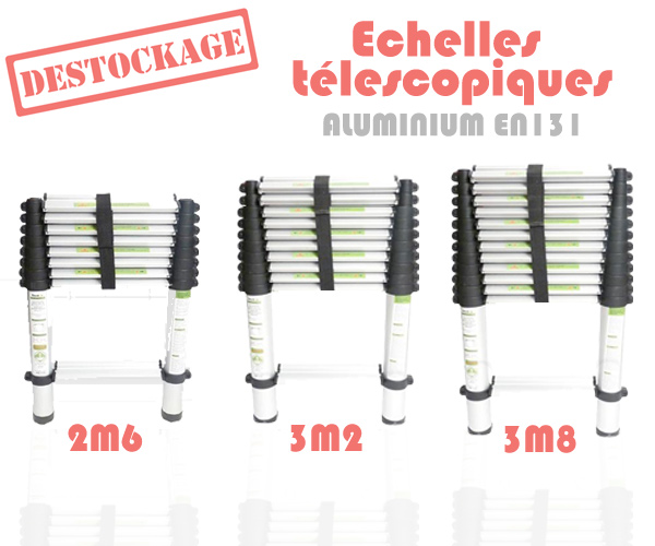 DESTOCKAGE LOT D'ECHELLES TELESCOPIQUES