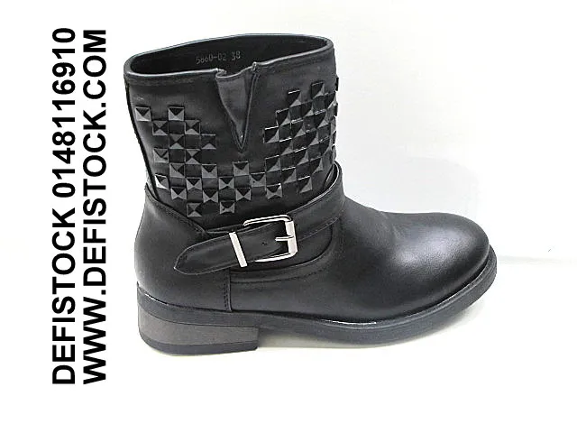 Bottines noir cloutés ref 6513 15.9€ ht 