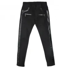 Pantalon slim avec poches zippées et empiècement cuir