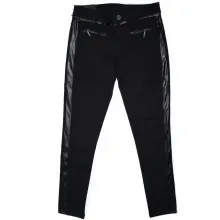 Pantalon noir avec liseré en cuir