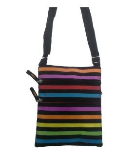 Sac bandoulière vertical à rayures multicolores