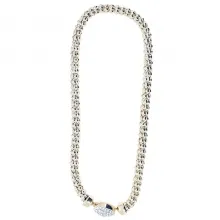 Collier en maille palmier décoré de perles