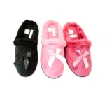 Chaussons fourrés ornés de nœud en satin
