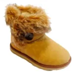 Bottines fourrées pour enfant avec bouton à cordelette sur le côté