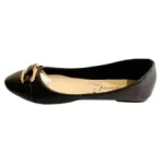 Ballerine noire femme avec bout arrondi et décor fantaisie dessus