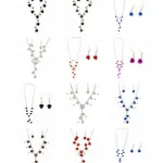Parure ornée de strass avec pendentif roses 