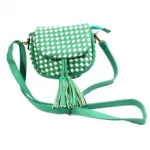 Sac à bandoulière bicolore tressé avec pompons