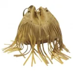 Sac à bandoulière clouté avec franges et lien à serrer