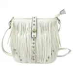 Sac à bandoulière clouté avec des franges