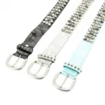 Ceinture pailletée et cloutée avec boucle ardillon en métal