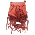 Sac à bandoulière à franges avec lien à serrer et pompons