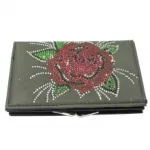 Portefeuille clouté avec motif  rose à perles