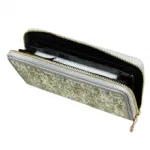 Portefeuille tressé en paille et cuir