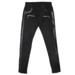 Pantalon slim avec poches zippées et empiècement cuir