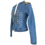 Veste officier en jeans avec chaînes sur les épaules