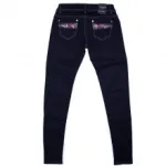Jeans slim bleu foncé avec poches ornées de motif Union Jack