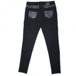 Pantalon orné d’empiècement cuir matelassé