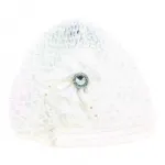 Bonnet bébé orné d’une fleur à pois et perles