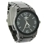 Montre métal ronde noire pour homme
