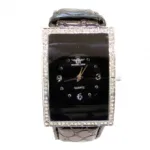 Montre-bracelet rectangulaire pour femme ornée de strass