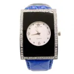 Montre-bracelet rectangulaire pour femme ornée de strass