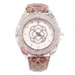 Montre femme parée de strass avec motif fleur