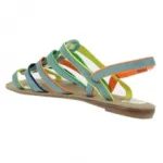 Sandales bleues façon tropézienne avec doublure multicolore