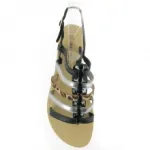 Sandales noires avec brides trois tons