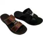 Sandales en cuir pour homme avec brides ornées de métal argenté