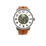 Montre automatique pour homme avec cadran transparent et index contrasté