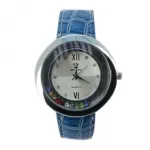 Montre ornée de strass avec bracelet croco