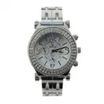 Montre argentée ornée de strass avec 3 compteurs