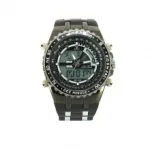Montre multifonction en métal pour homme avec double affichage