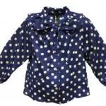Chemise à pois pour fille avec nœud et volants sur le col