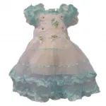 Robe voilée fille agrémentée de fleurs