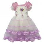 Robe voilée fille agrémentée de fleurs