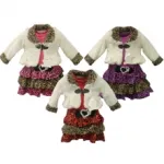 Ensemble robe et veste fausse forrure fille