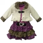 Ensemble robe et veste fausse forrure fille