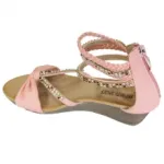 Sandales spartiates compensées filles avec strass et nœuds
