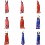 Robe longue imprimée fleurie et ornée de cristaux sur la taille