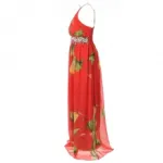 Robe longue imprimée fleurie et ornée de cristaux sur la taille