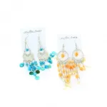 Boucles d’oreilles pendantes fantaisie ornées de perles