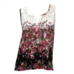 Top fashion fleuri avec empiècement dentelle