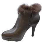 Bottines à talon avec fausse fourrure