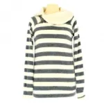 Pull rayé avec col fourré et zip diagonal